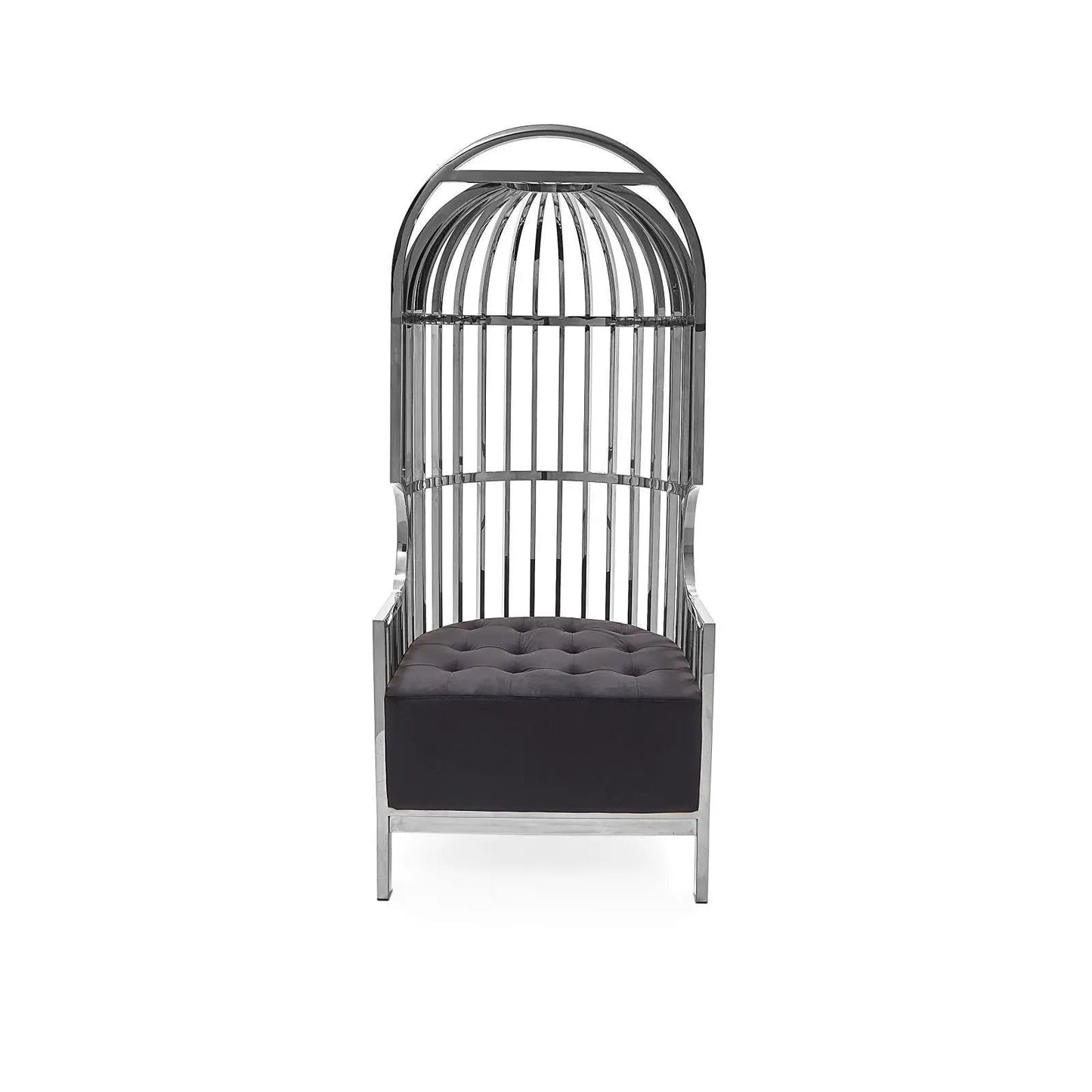 Cage Black Arm Chair with Sleek Silver Frame
