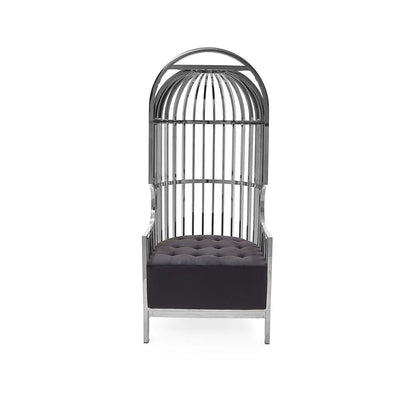 Cage Black Arm Chair with Sleek Silver Frame