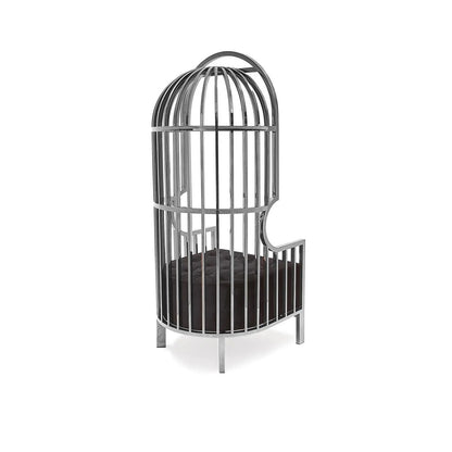 Cage Black Arm Chair with Sleek Silver Frame