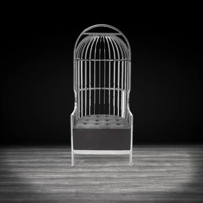 Cage Black Arm Chair with Sleek Silver Frame