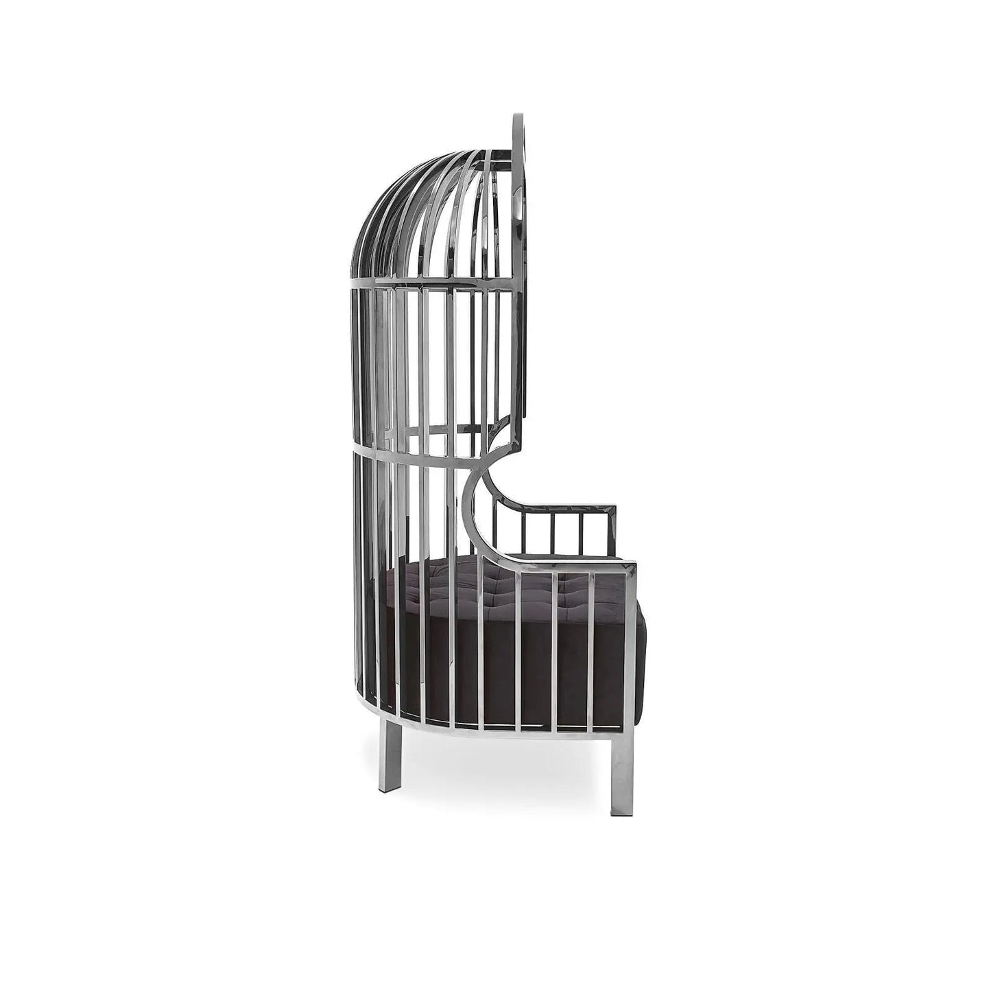 Cage Black Arm Chair with Sleek Silver Frame