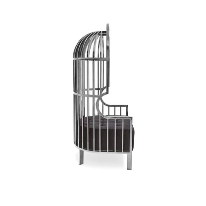 Cage Black Arm Chair with Sleek Silver Frame
