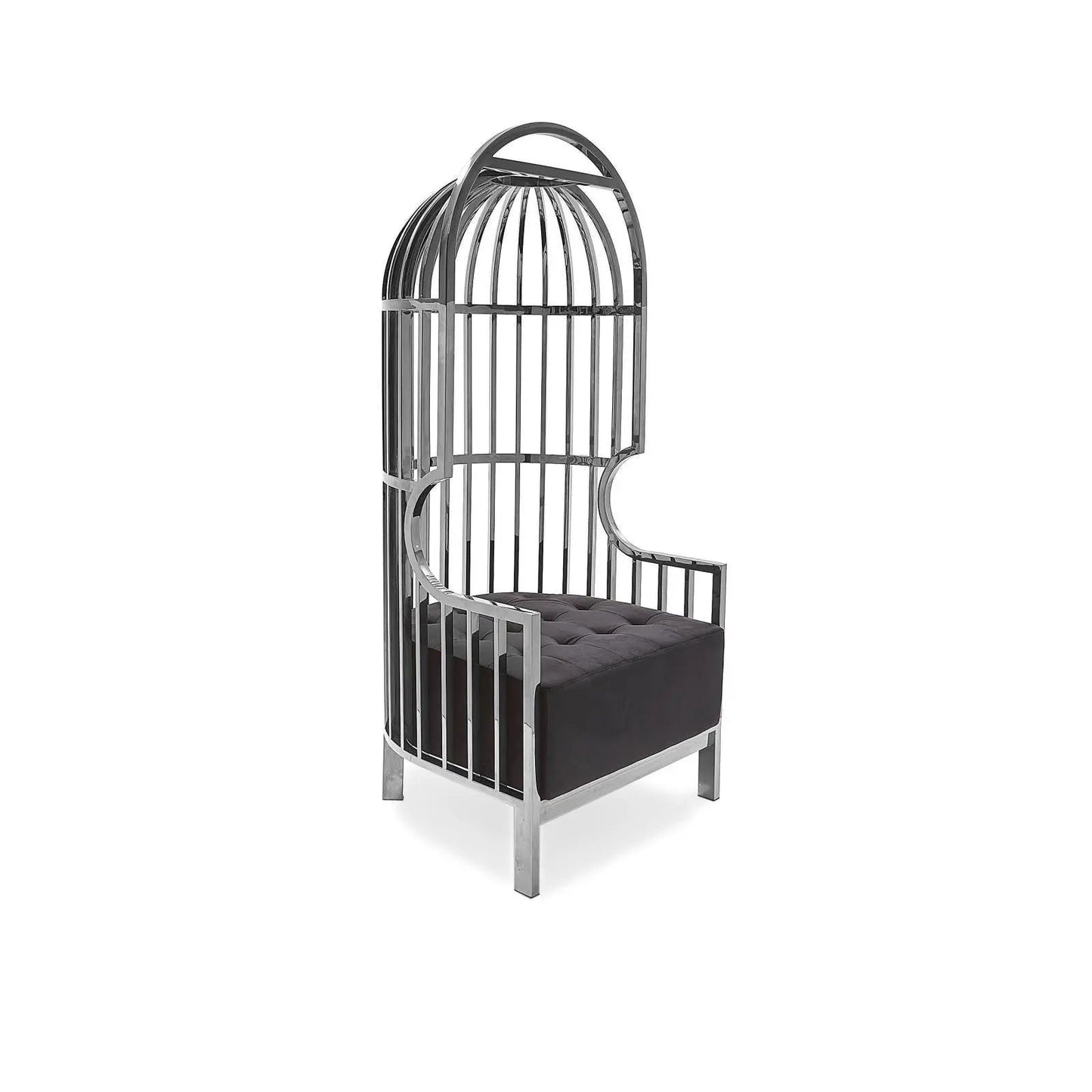 Cage Black Arm Chair with Sleek Silver Frame