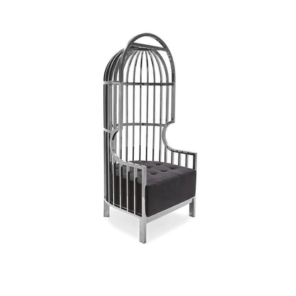 Cage Black Arm Chair with Sleek Silver Frame