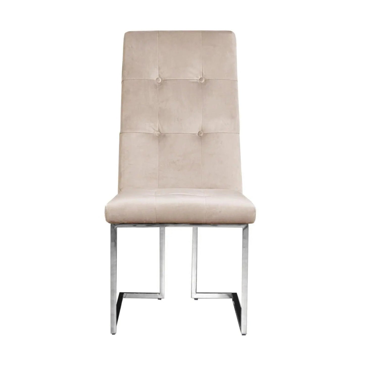 Cameron Beige Polished Stainless Steel Base Dining Chair RG