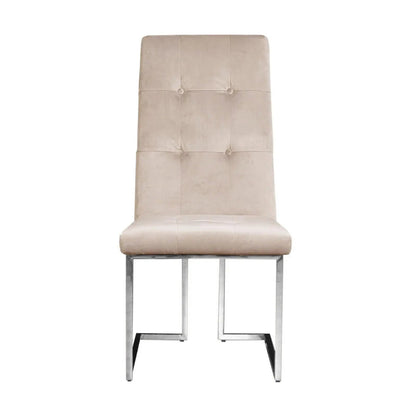 Cameron Beige Polished Stainless Steel Base Dining Chair RG