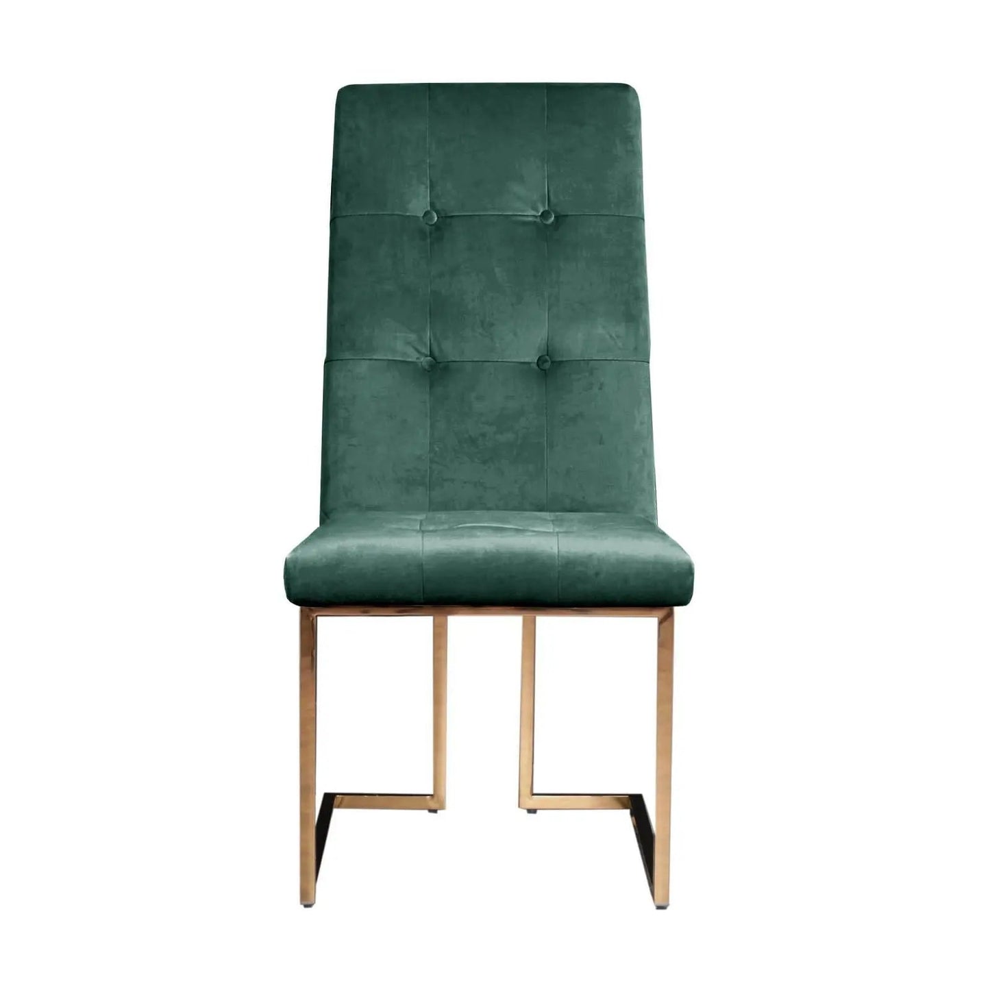 Cameron Dark Green Rose Gold Polished Stainless Steel Base Dining Chair RG