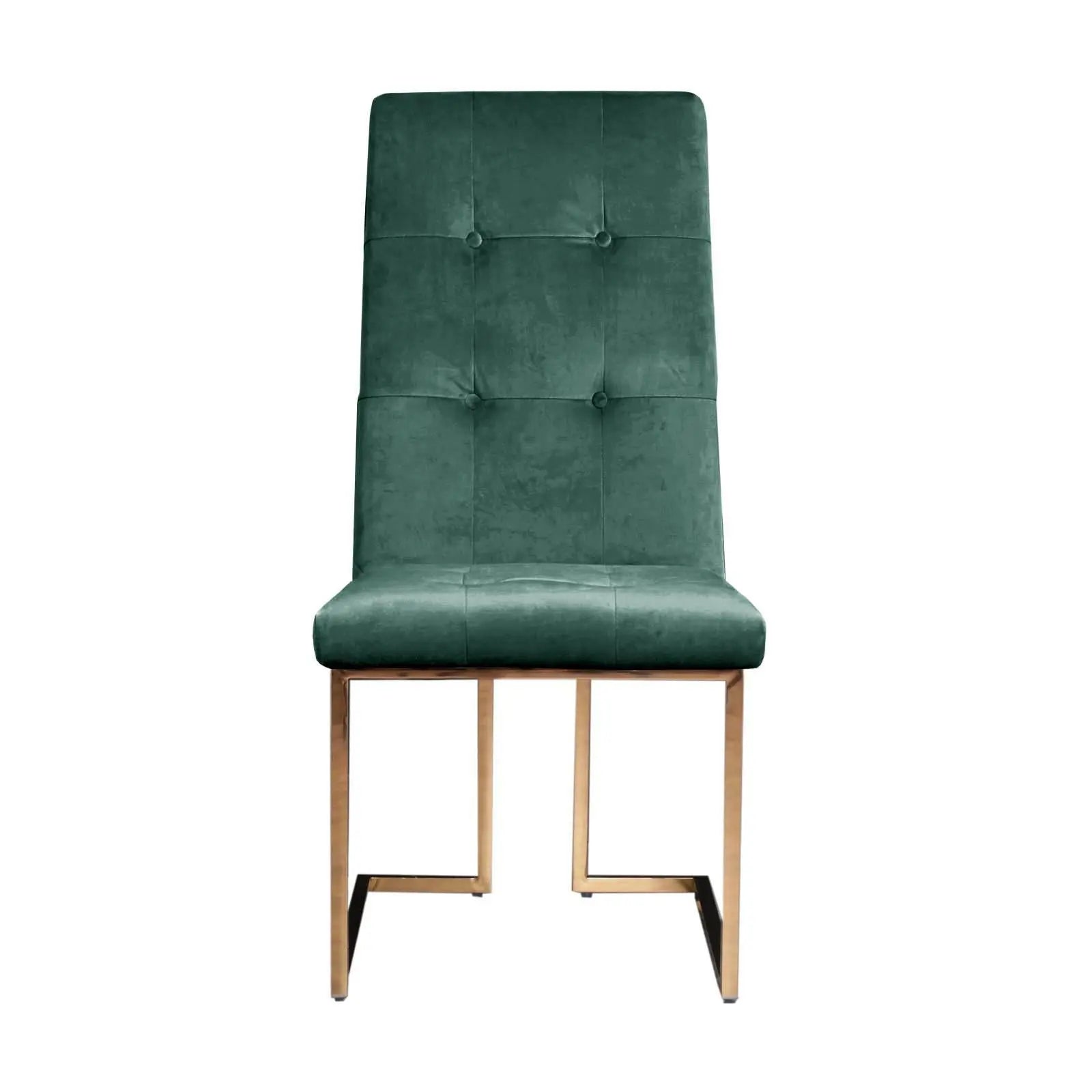 Cameron Dark Green Rose Gold Polished Stainless Steel Base Dining Chair RG