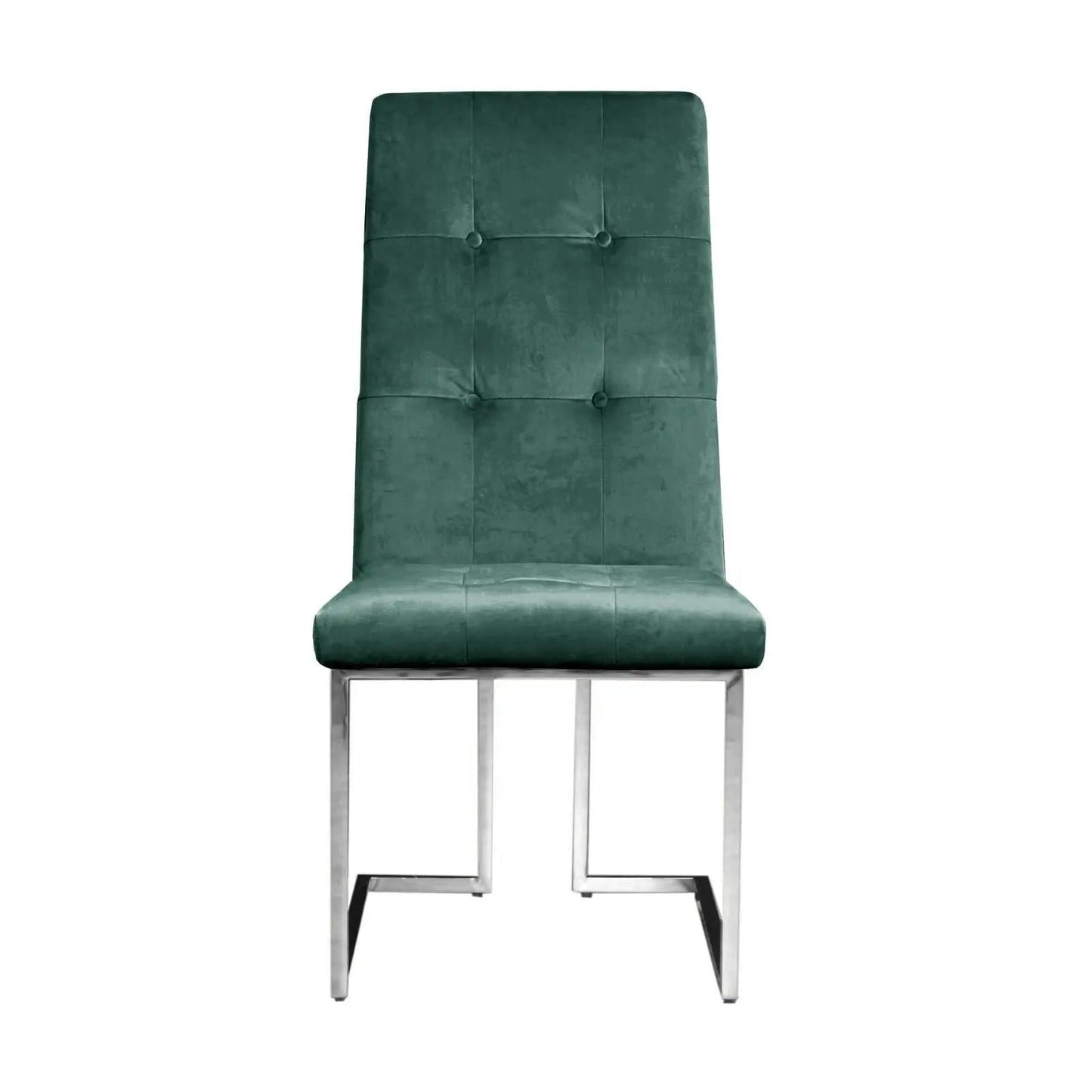 Cameron Dark Green Polished Stainless Steel Base Dining Chair RG