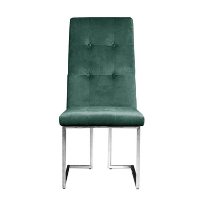 Cameron Dark Green Polished Stainless Steel Base Dining Chair RG