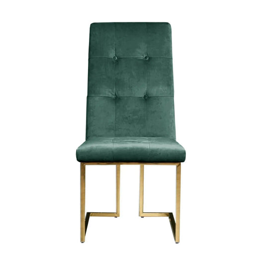 Cameron Dark Green Titanium Gold Polished Stainless Steel Base Dining Chair RG