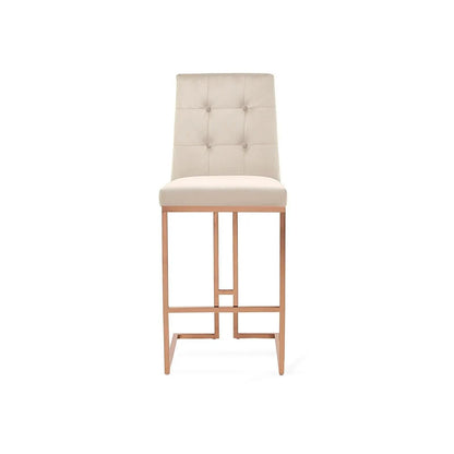 Cameron Rose Gold Polished Stainless Steel Base Beige Bar Stool