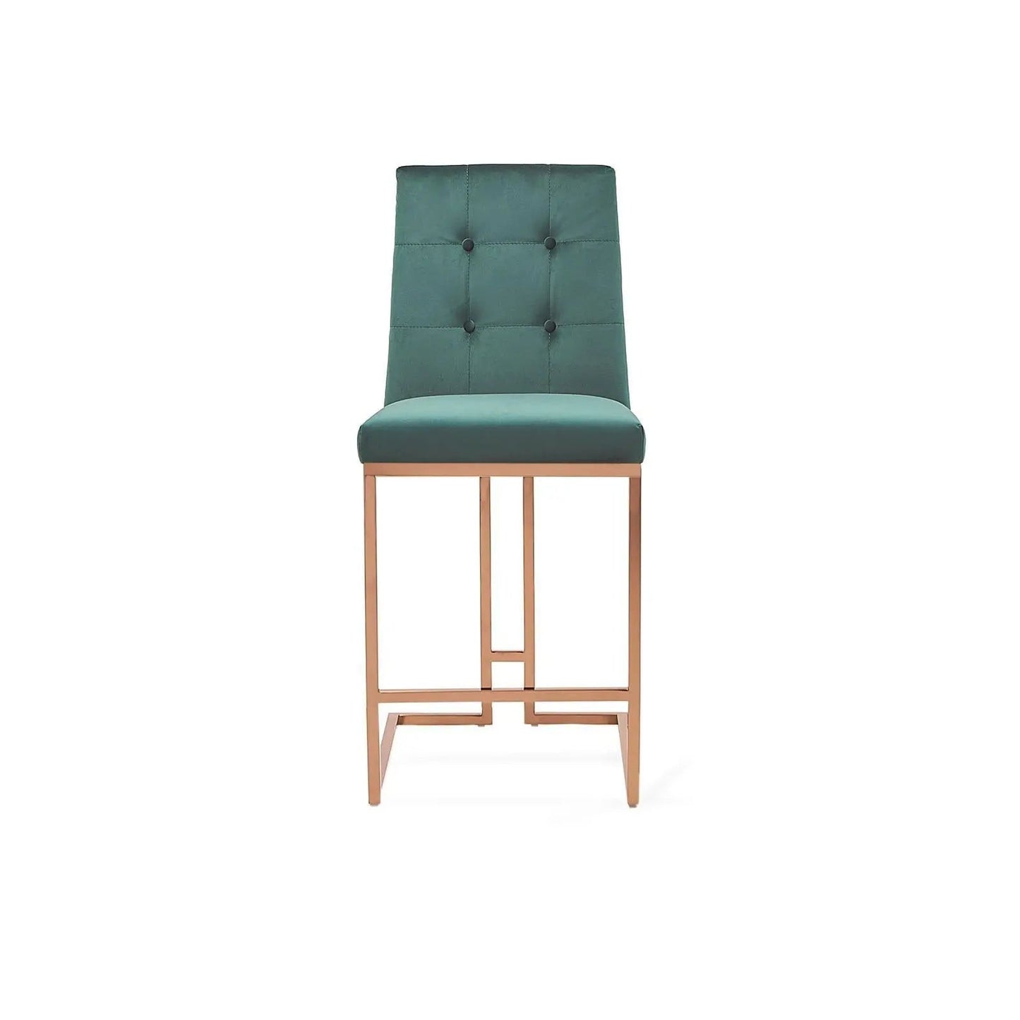 Cameron Rose Gold Polished Stainless Steel Base Dark Green Counter Bar Stool RG