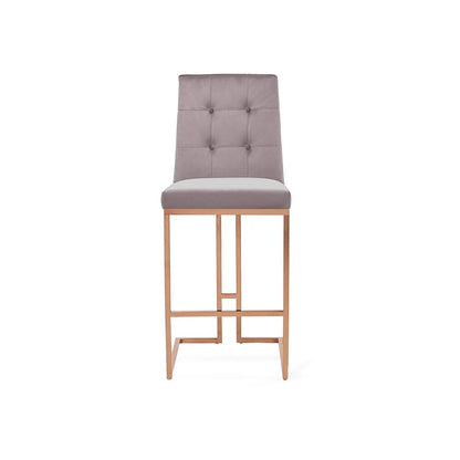 Cameron Rose Gold Polished Stainless Steel Base Gray Bar Stool RG