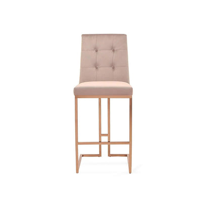 Cameron Rose Gold Polished Stainless Steel Base Taupe Bar Stool RG