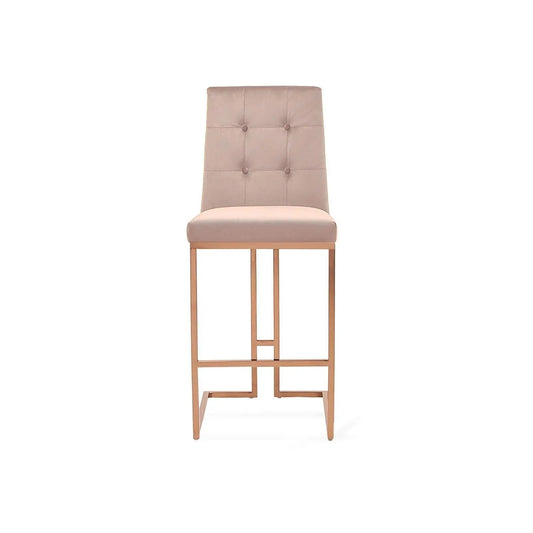 Cameron Rose Gold Polished Stainless Steel Base Taupe Bar Stool RG