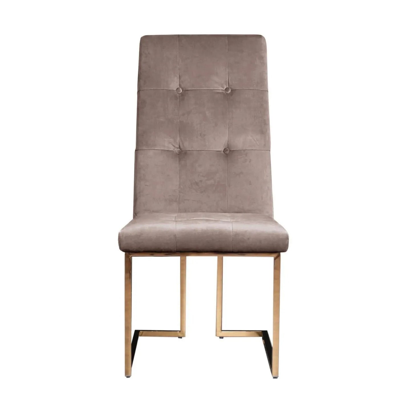 Cameron Taupe Rose Gold Polished Stainless Steel Base Dining Chair RG
