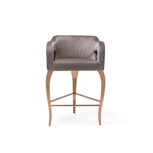 Caprice Rose Gold Polished Stainless Steel Base Counter Taupe Bar Stool
