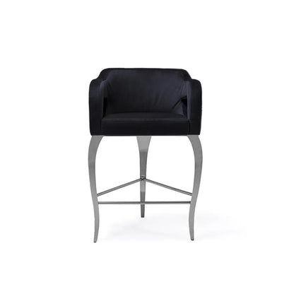 Caprice Silver Counter Black Bar Stool