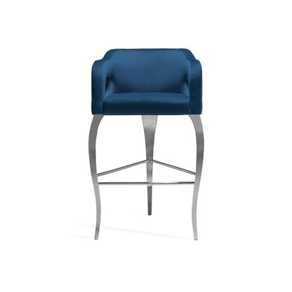 Caprice Silver Dark Blue Bar Stool