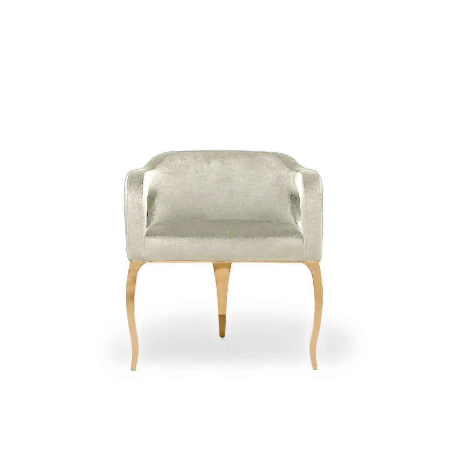 Caprice Titanium Gold Polished Stainless Steel Base Beige Modern Dining Chair