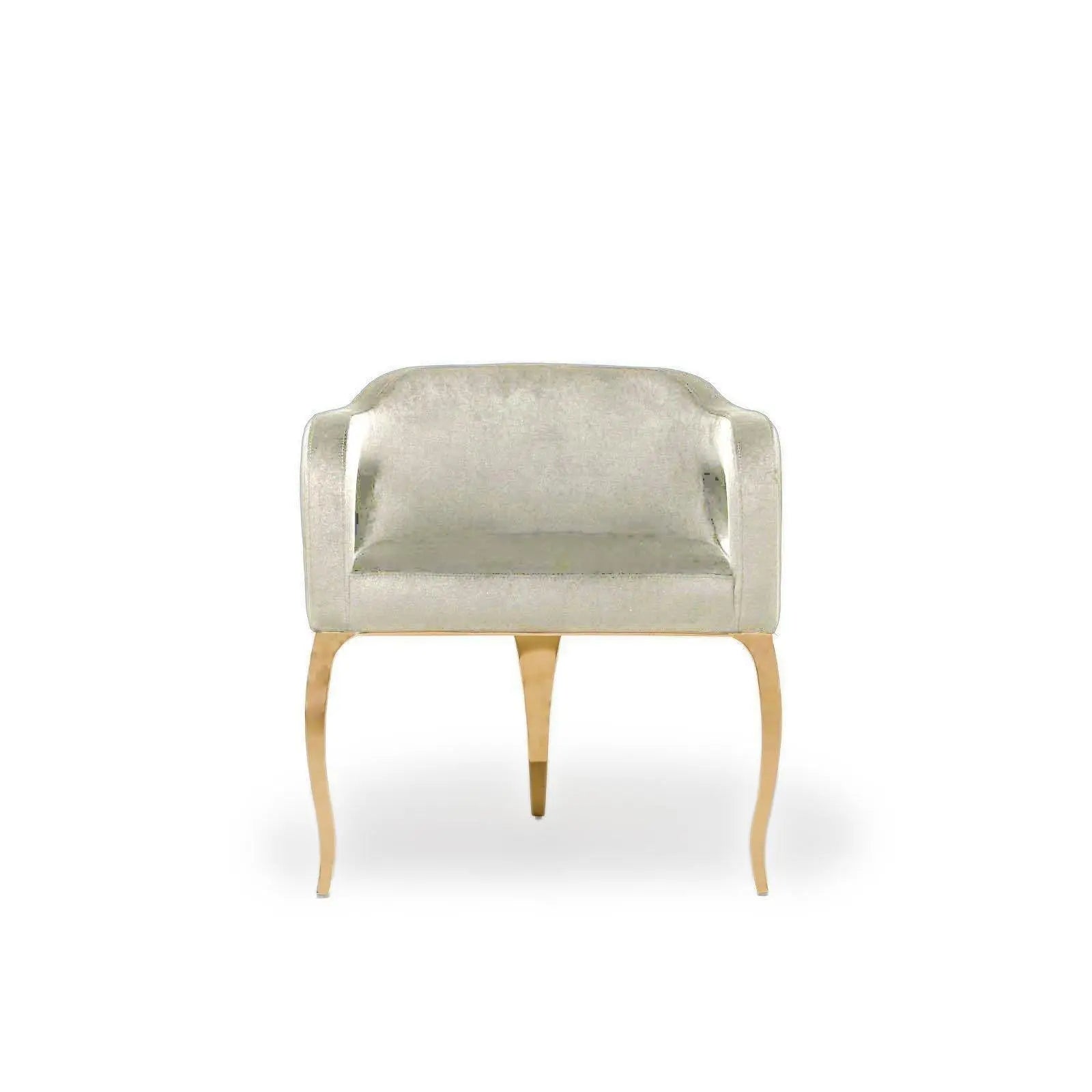 Caprice Titanium Gold Polished Stainless Steel Base Beige Modern Dining Chair