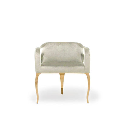 Caprice Titanium Gold Polished Stainless Steel Base Beige Modern Dining Chair