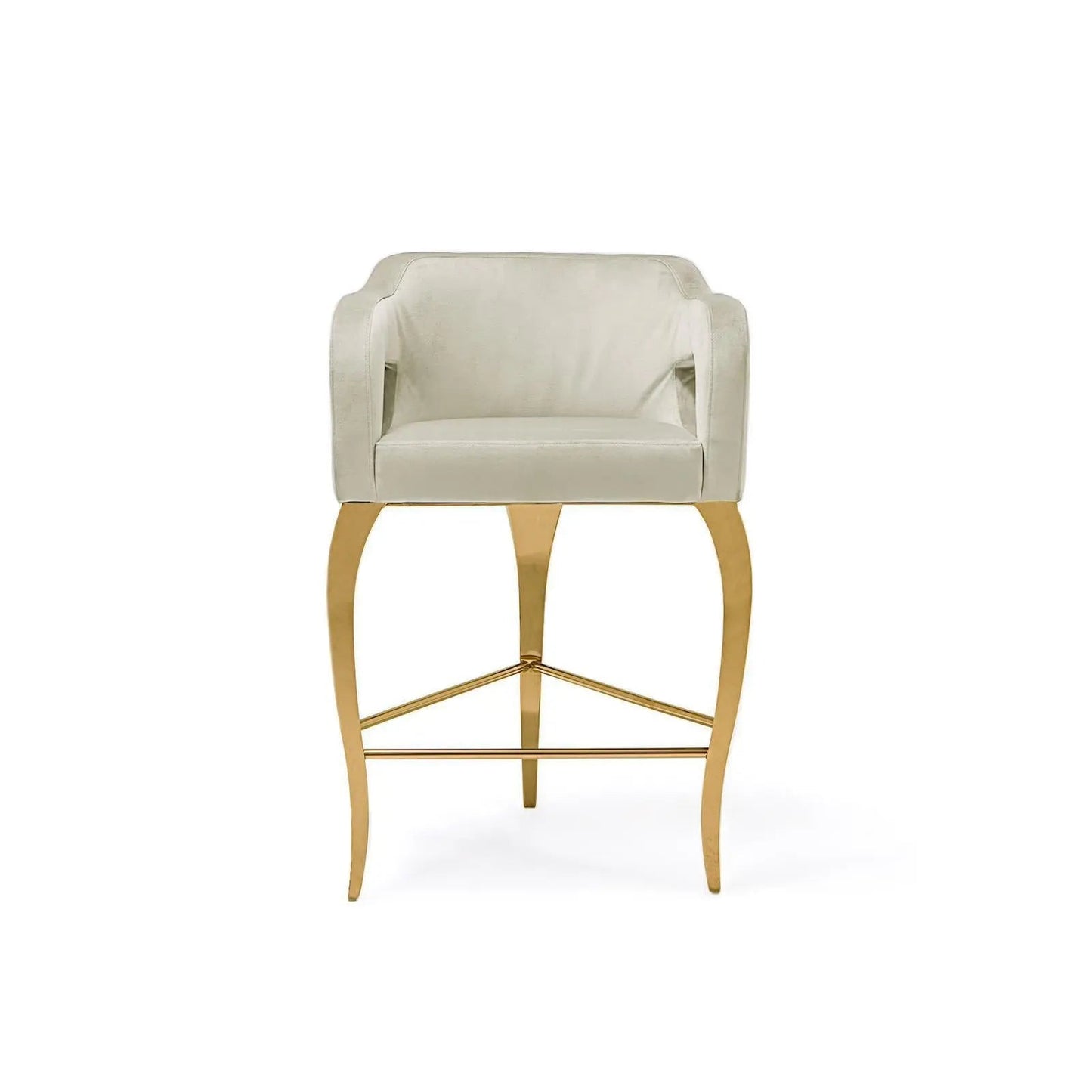 Caprice Titanium Gold Polished Stainless Steel Base Counter White Bar Stool