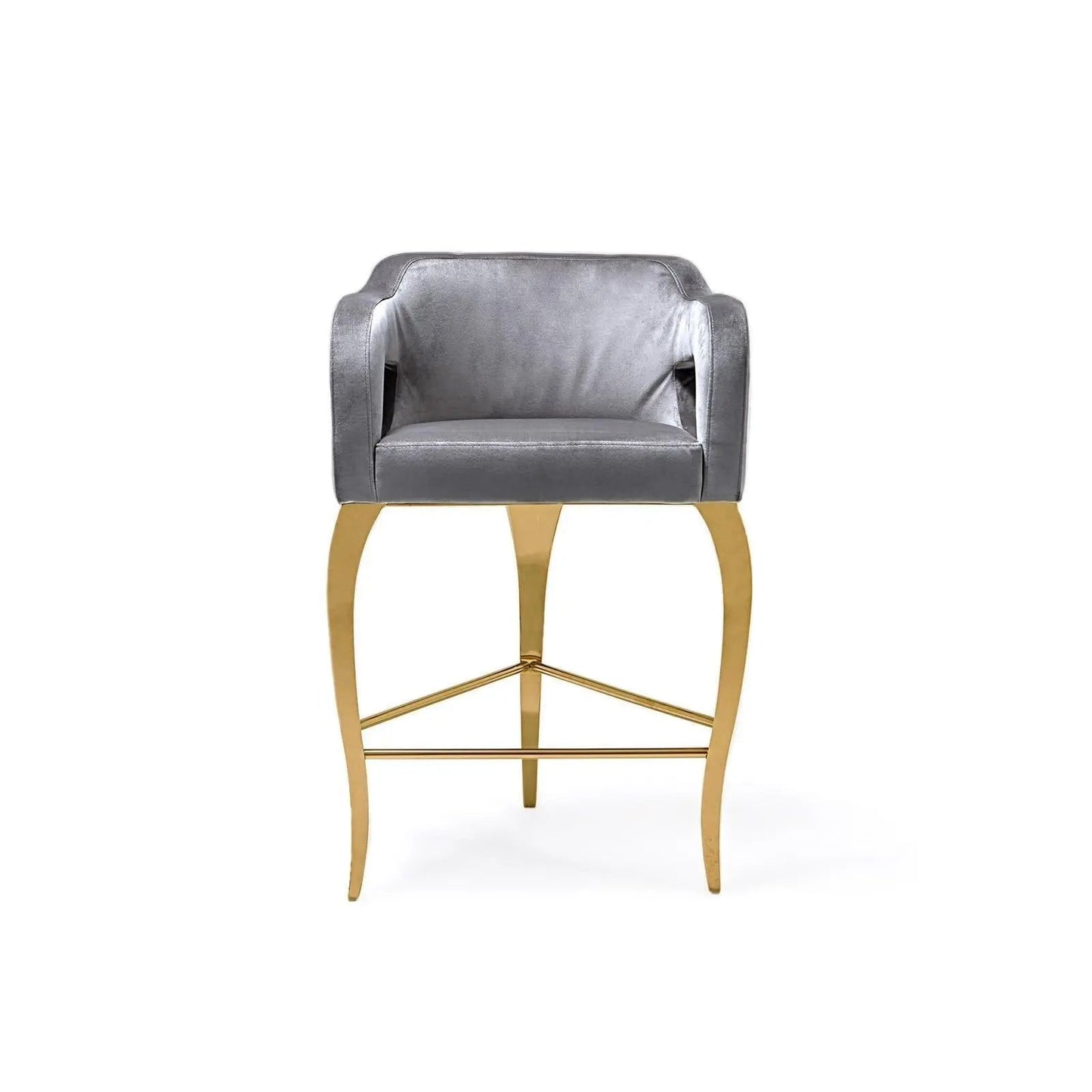 Caprice Titanium Gold Polished Stainless Steel Base Gray Counter Stool