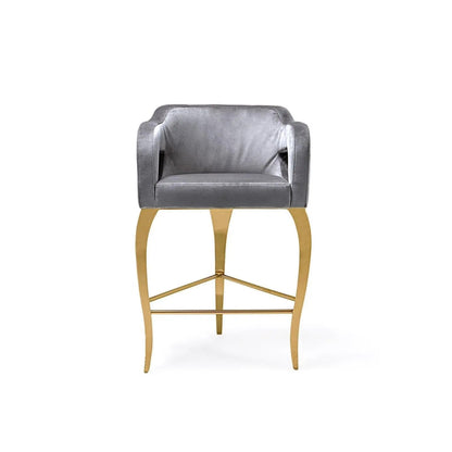 Caprice Titanium Gold Polished Stainless Steel Base Gray Counter Stool