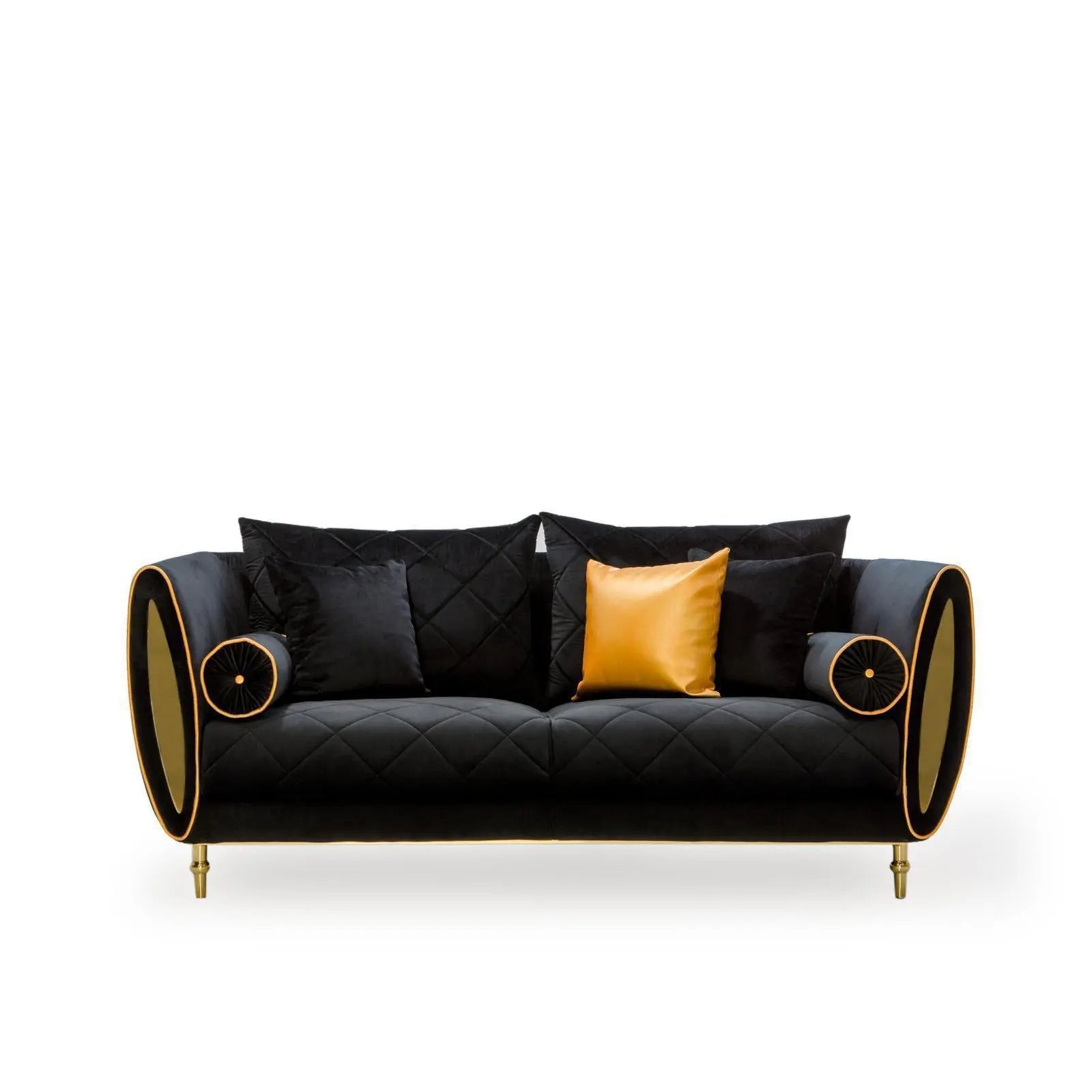 Cerchio Gold Black Luxury Sofa Set