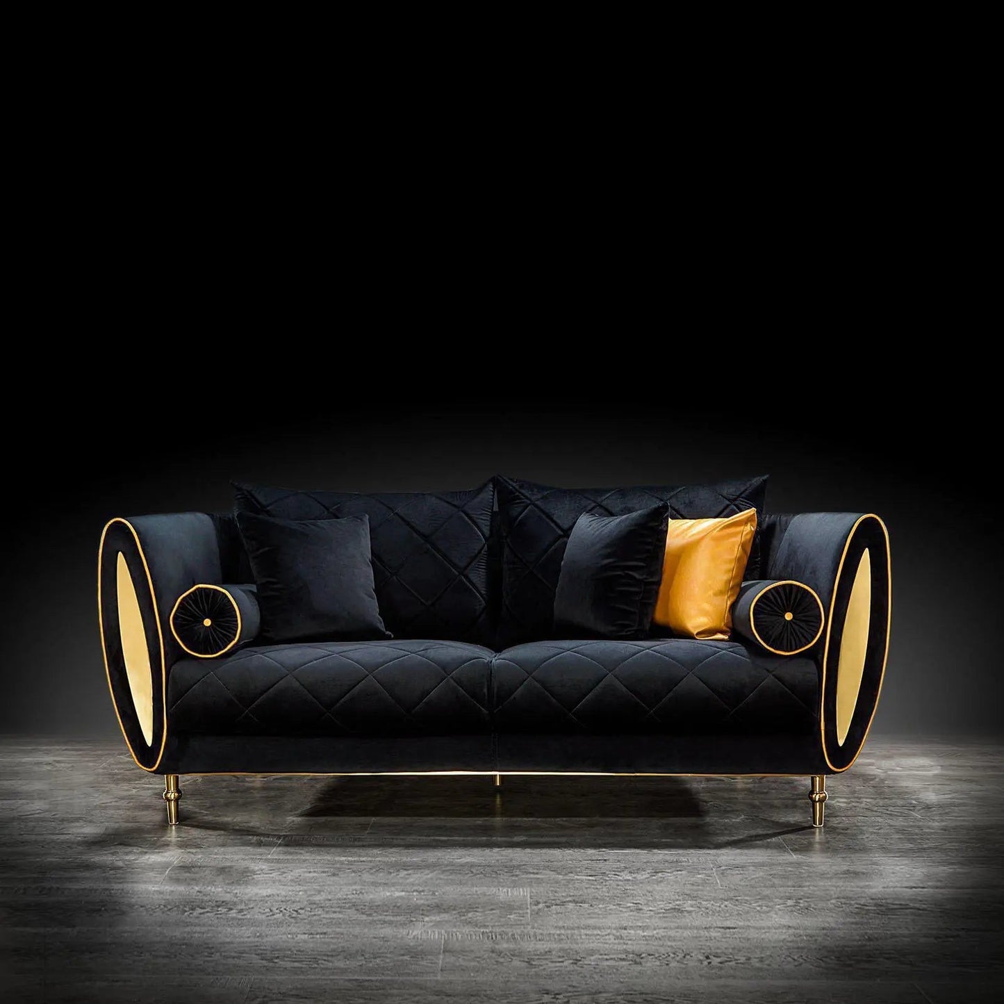Cerchio Gold Sofa Set in Black