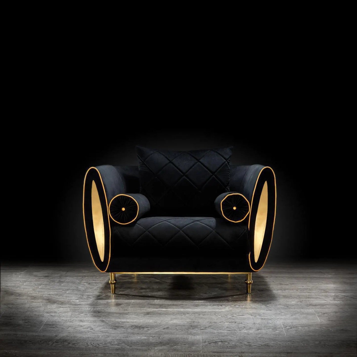 Cerchio Gold Sofa Set in Black
