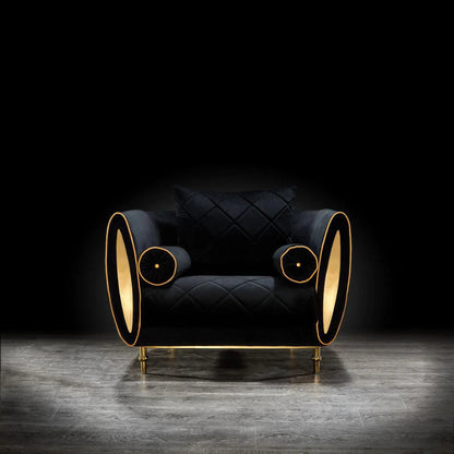 Cerchio Gold Sofa Set in Black