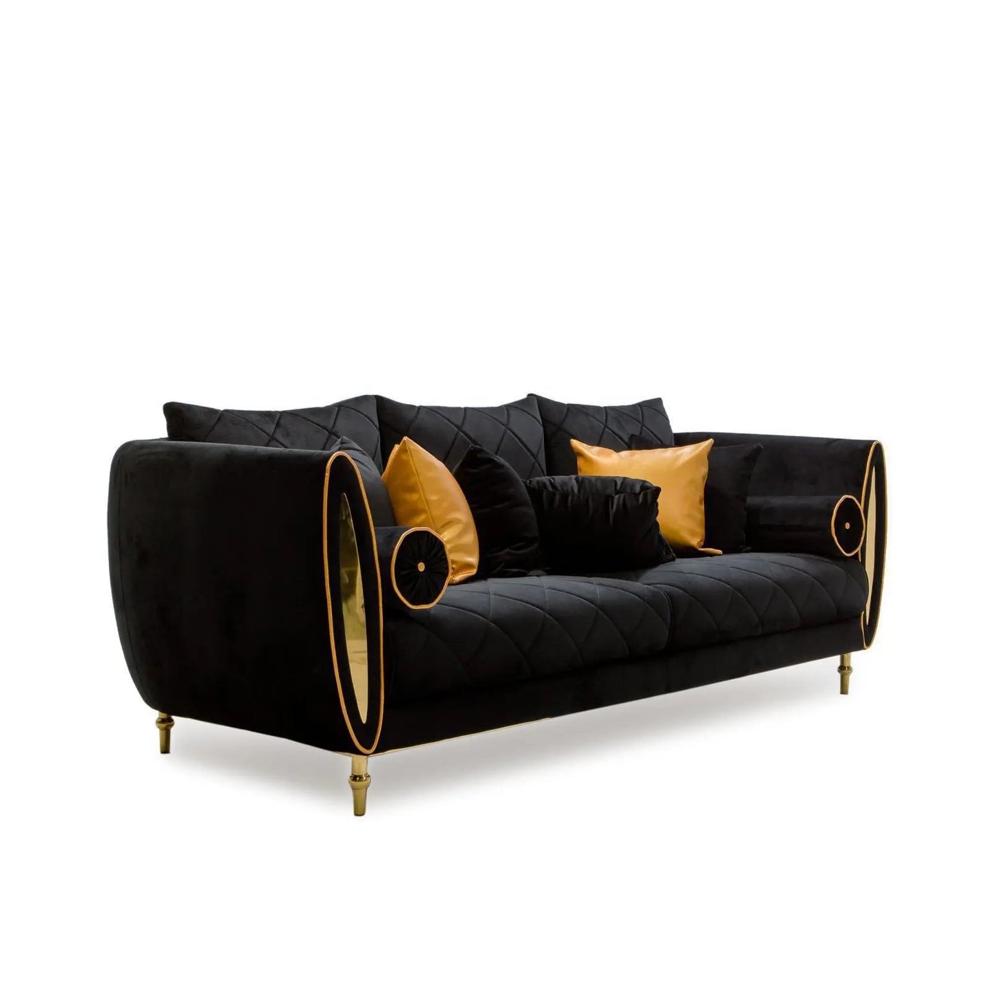 Cerchio Gold Sofa Set in Black