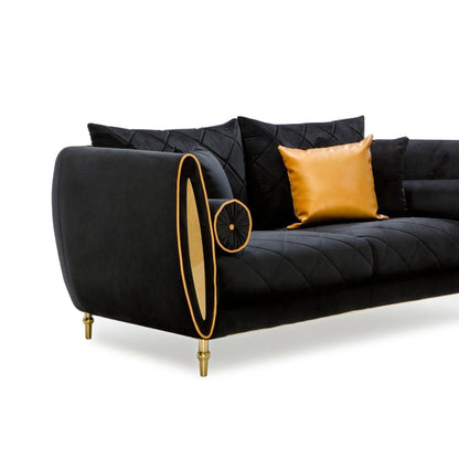 Cerchio Gold Sofa Set in Black