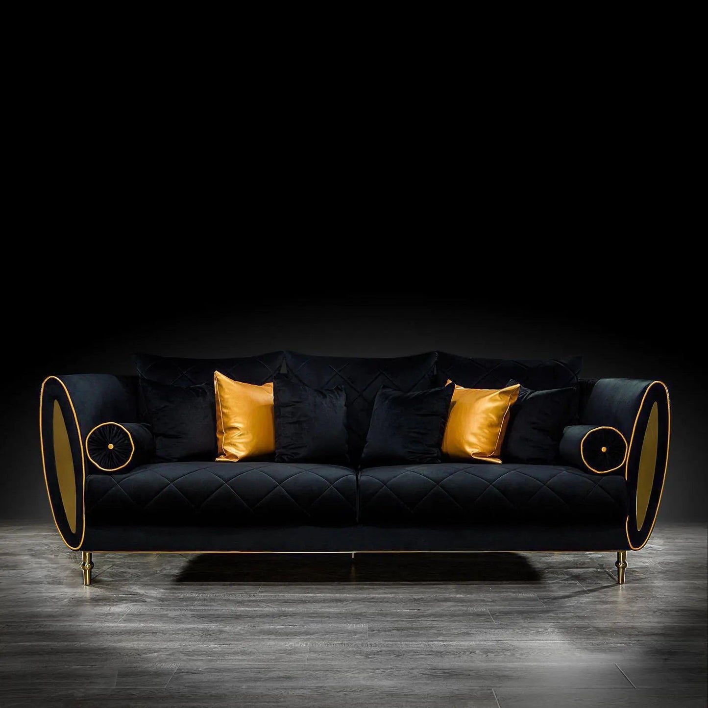 Cerchio Gold Sofa Set in Black