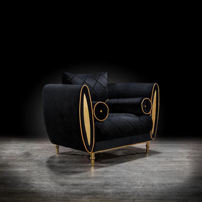 Cerchio Gold Sofa Set in Black