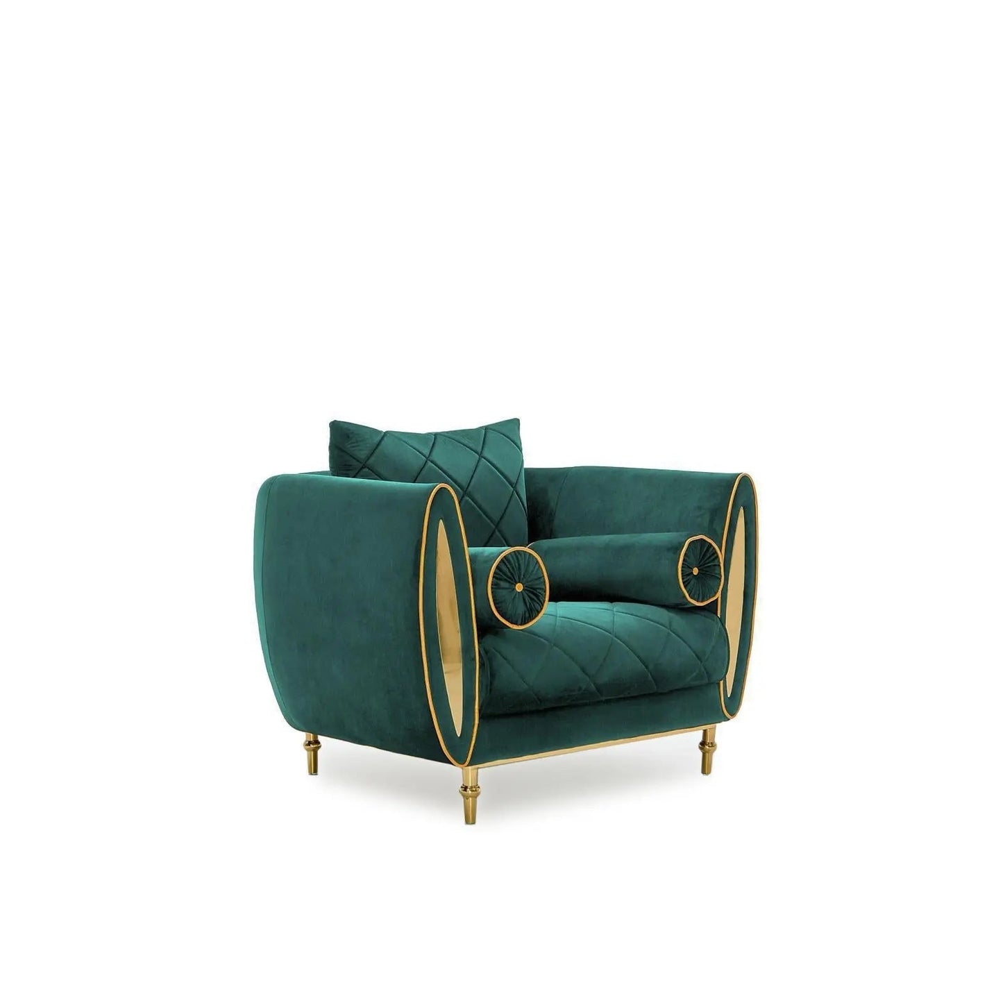 Cerchio Gold Sofa Set in Dark Green