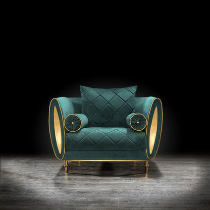 Cerchio Gold Sofa Set in Dark Green
