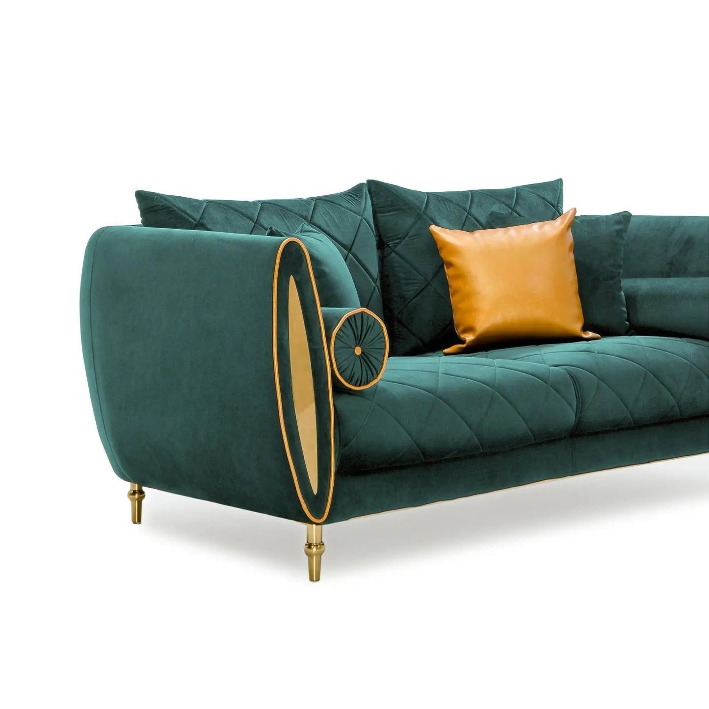Cerchio Gold Sofa Set in Dark Green