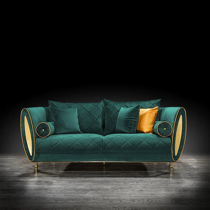 Cerchio Gold Sofa Set in Dark Green