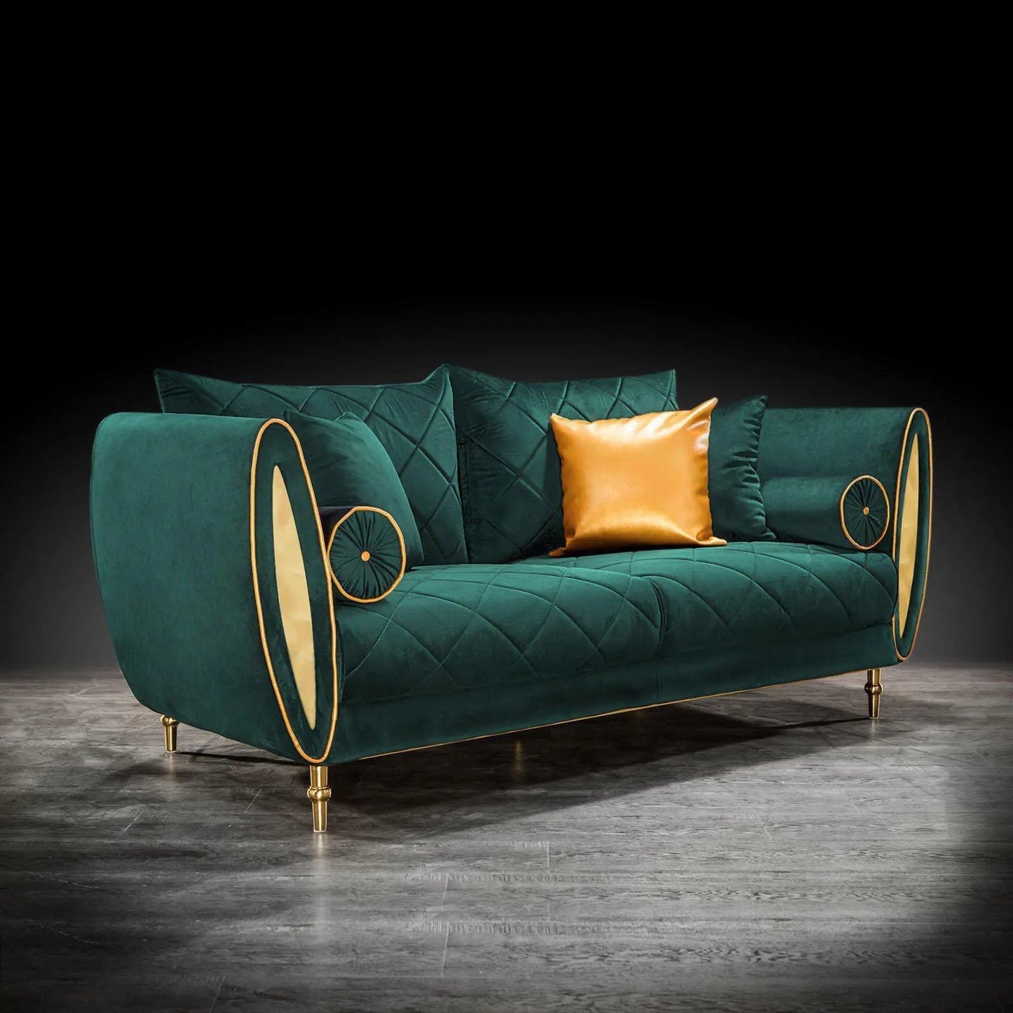 Cerchio Gold Green Stylish Sofa Set