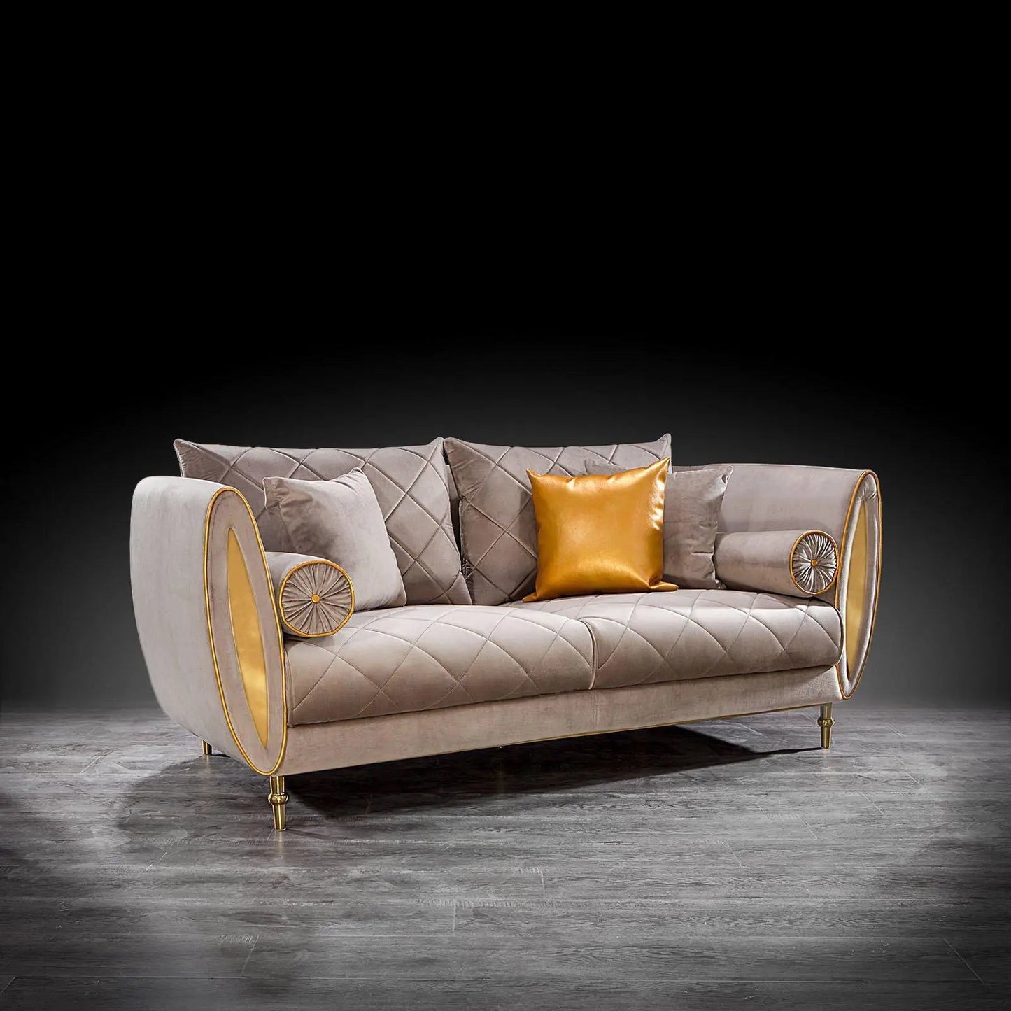 Cerchio Gold-Trim Sofa Set – Taupe
