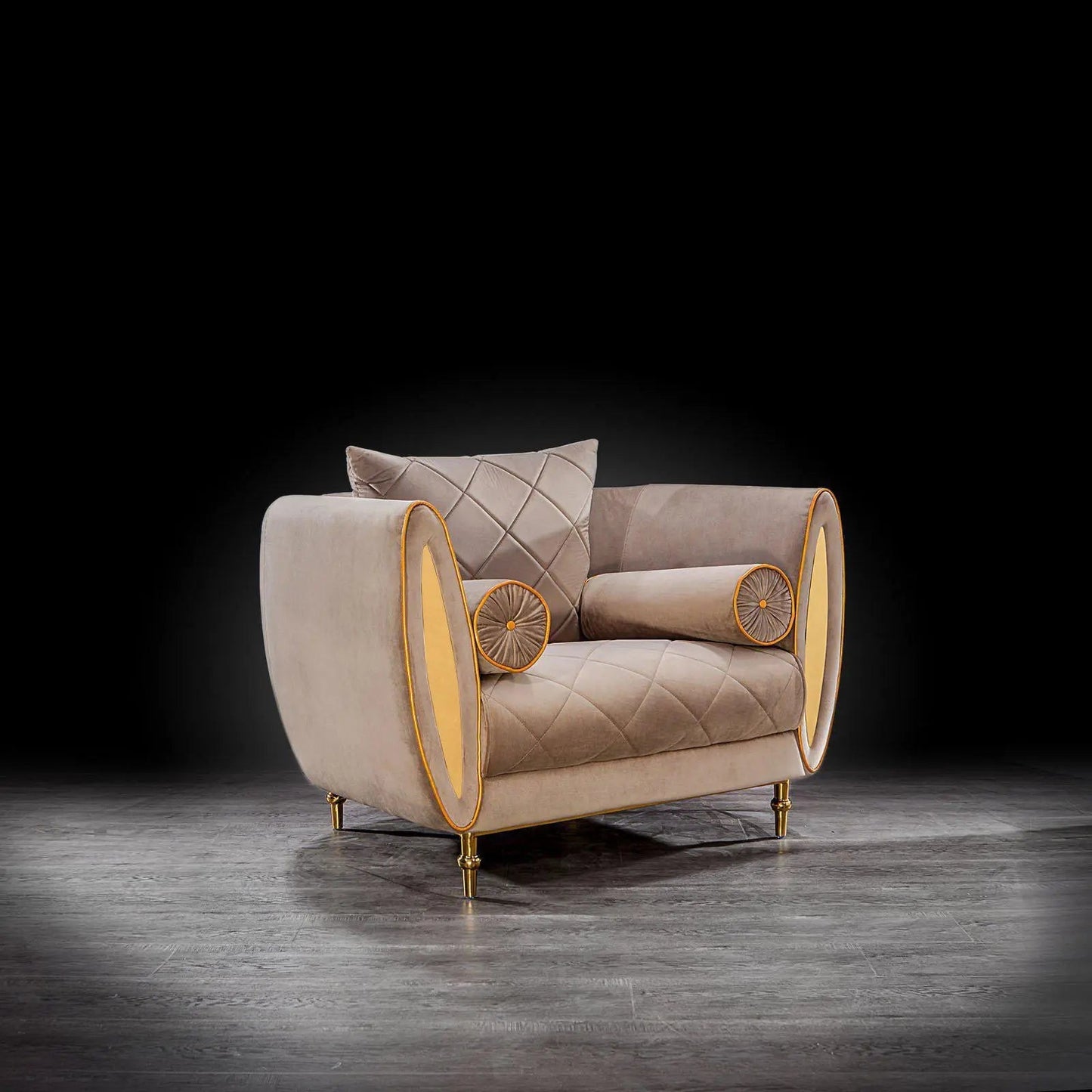 Cerchio Gold-Trim Sofa Set – Taupe