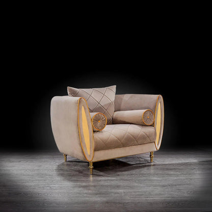 Cerchio Gold-Trim Sofa Set – Taupe