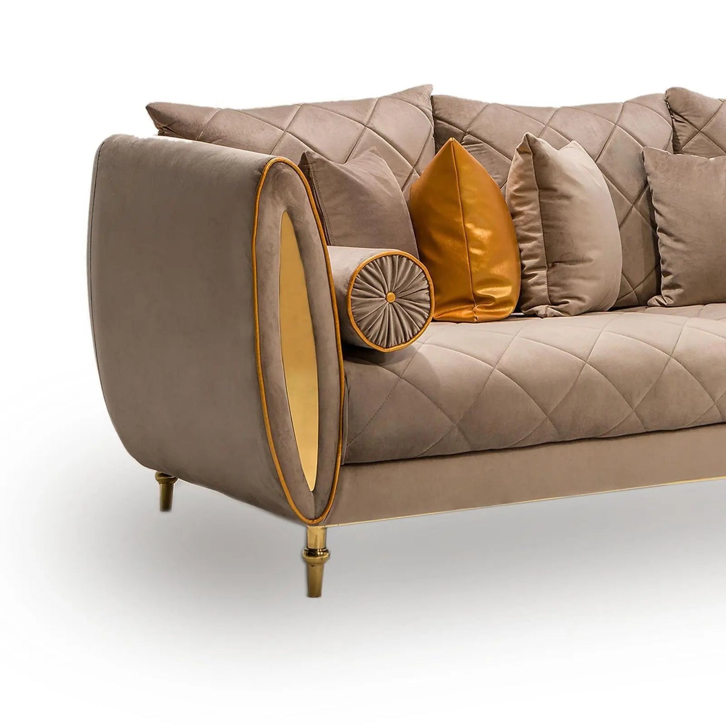 Cerchio Gold-Trim Sofa Set – Taupe