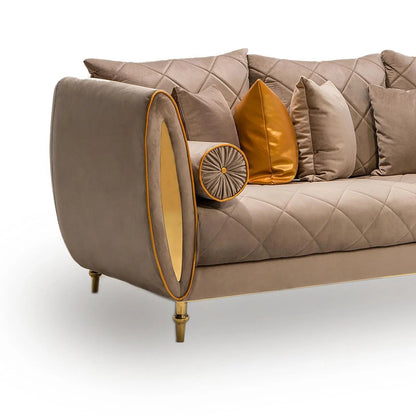 Cerchio Gold-Trim Sofa Set – Taupe