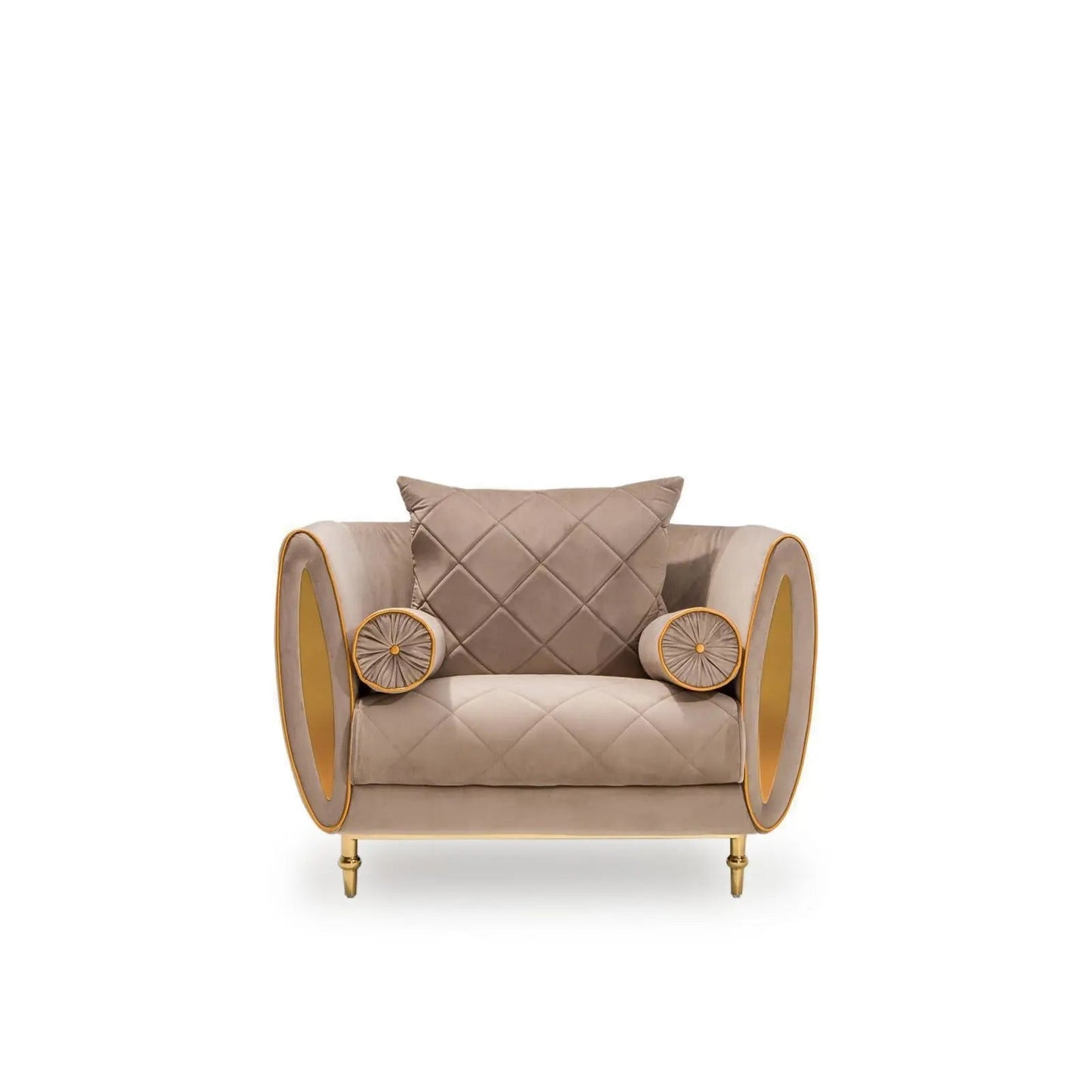 Cerchio Gold Taupe Luxury Sofa Set