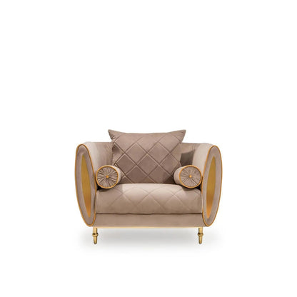 Cerchio Gold Taupe Luxury Sofa Set